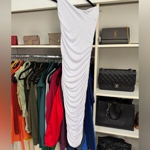 Elegant White Ruched Dress